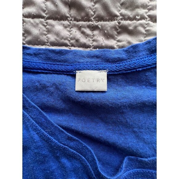 Poetry Blue Linen & Silk Dress US 8 UK 12 Beachy Lagom Beachy Boho Vacation - Picture 4 of 9